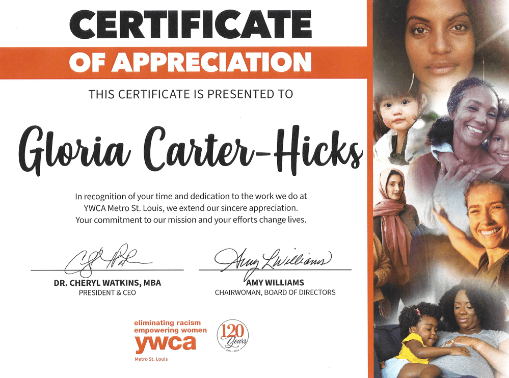 YWCASTL Certificate of Appreciation